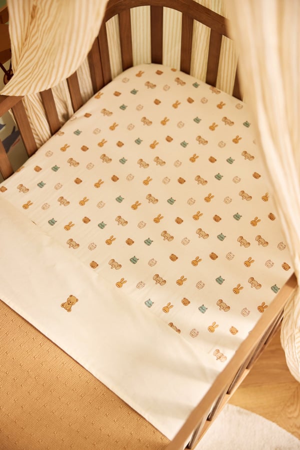 Jollein Jersey 120 x 60 cm Bomuld Hvid, Flerfarvet Monteret krybbeark