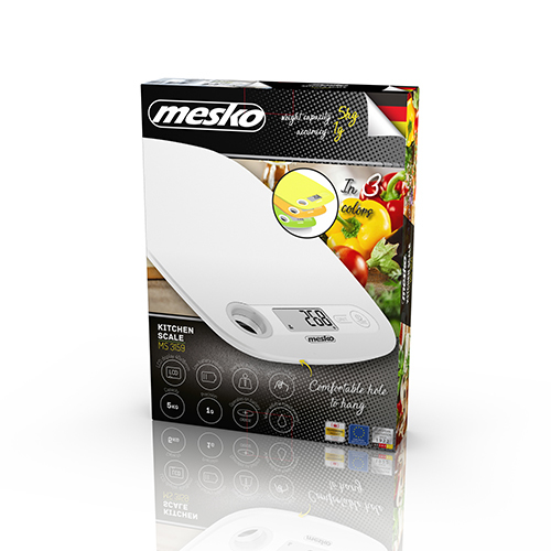 Mesko Home MS 3159w Hvid Bordplade Oval Elektronisk køkkenvægt