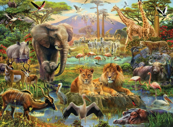 Ravensburger Animals of the Savanna XXL Puslespil 200 stk Dyr