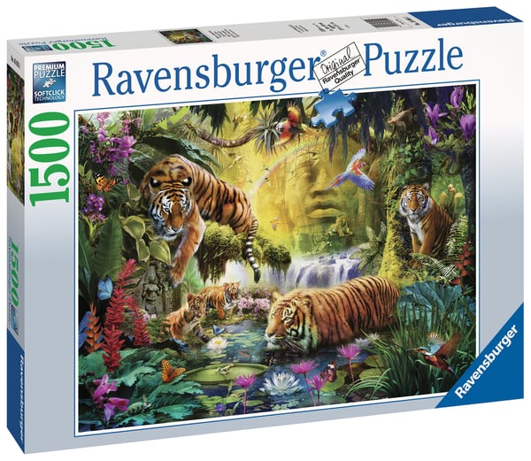 Miniatyrbillede 2 af 3: Ravensburger Tranquil Tigers Puslespil 1500 stk Dyr