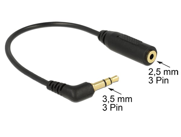 DeLOCK 0.17m 2.5mm/3.5mm ljudkabel 0,17 m 3,5mm 2,5mm Svart