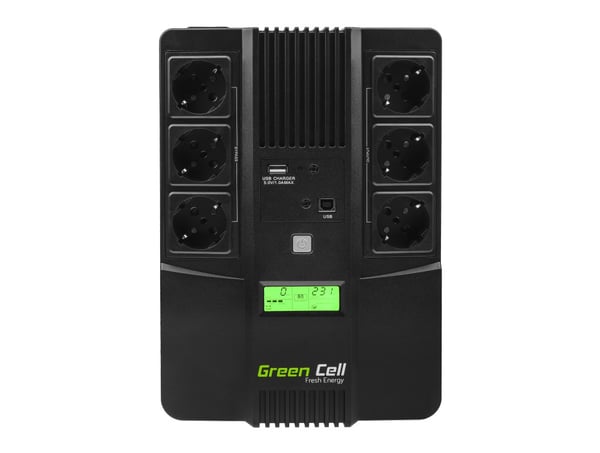 Pikkukuva 1 / 5: Green Cell UPS06 UPS-virtalähde Linjainteraktiivinen 0,999 kVA 360 W 6 AC-pistorasia(a)