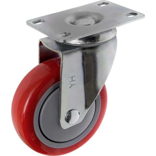 Toolcraft TO-5137953 møbelhjul Metallic, Rød 125 kg 10 cm 1 stk
