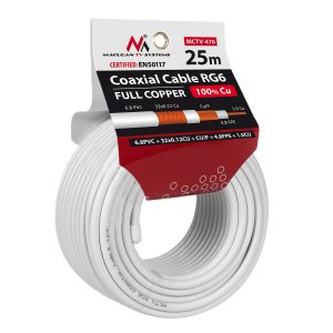 Miniatyrbillede 1 af 4: Maclean MCTV-470 koaxial kabel RG-6/U 25 m Hvid