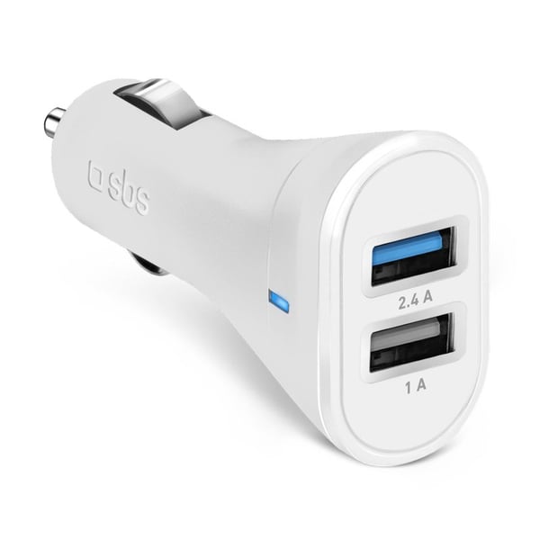 Miniatyrbillede 1 af 2: SBS TECR2USB24AWFAST oplader til mobil enhed Smartphone, Tablet Hvid Cigartænder Hurtig opladning Automatisk