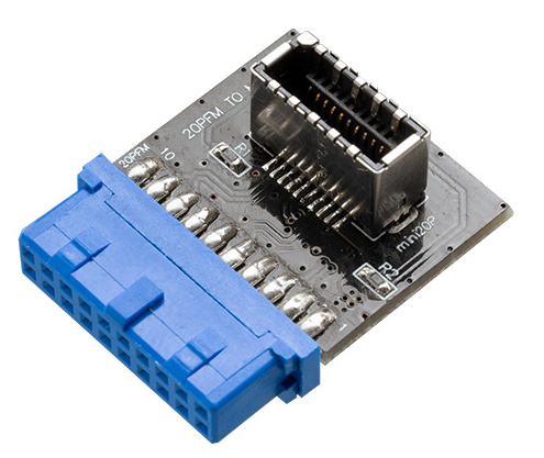 Akasa AK-CBUB51-BK kabel kønsskifter USB 3.0 19-pin header USB 3.1 A Blå