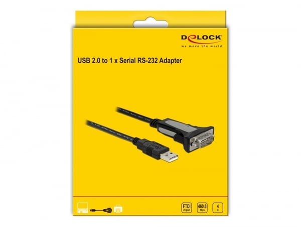 Miniatyrbild 2 av 3: DeLOCK 66323 seriella kablar Svart 4 m USB Type-A DB-9