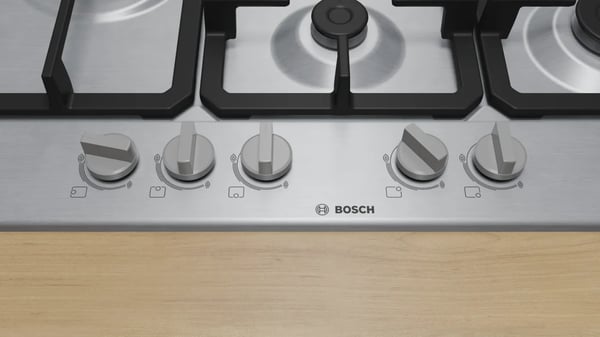 Bosch Serie 4 PGM7B5K90 kogeplade Rustfrit stål Indbygget 75 cm Gaskomfur 5 zone(s)