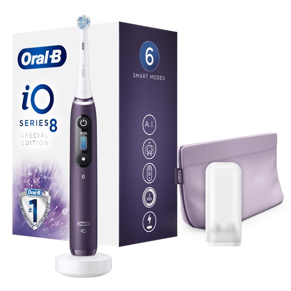 Miniatyrbillede 7 af 13: Oral-B iO Series 8 Voksen Vibrerende tandbørste Lilla, Hvid