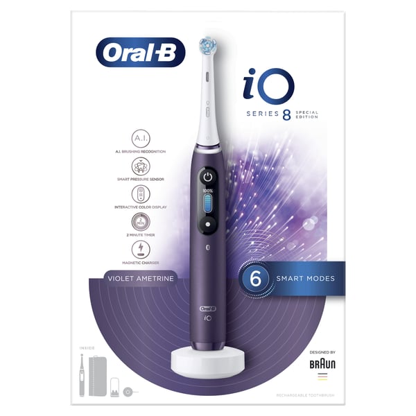 Pikkukuva 7 / 13: Oral-B iO Series 8 Aikuinen Värisevä hammasharja Purppura, Valkoinen