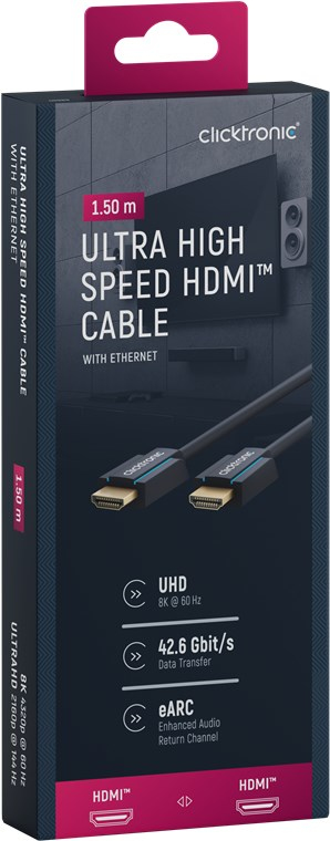 ClickTronic 40989 HDMI-kaapeli 1,5 m HDMI-tyyppi A (vakio) Musta
