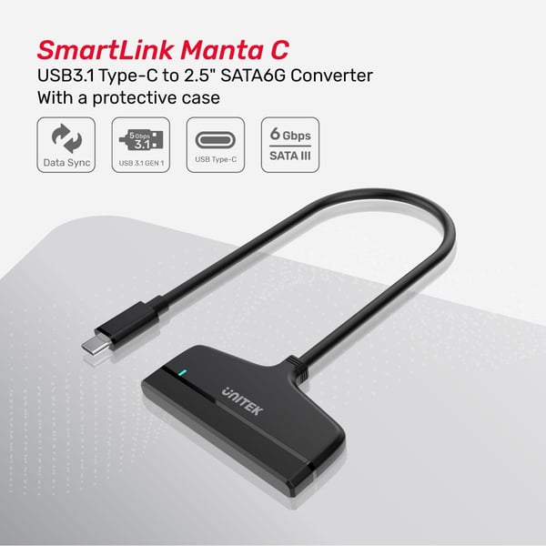UNITEK Y-1096A SATA-kaapeli Musta