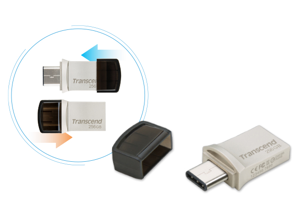 Miniatyrbillede 6 af 8: Transcend JetFlash 890 USB-nøgle 256 GB USB Type-A / USB Type-C 3.2 Gen 1 (3.1 Gen 1) Sølv