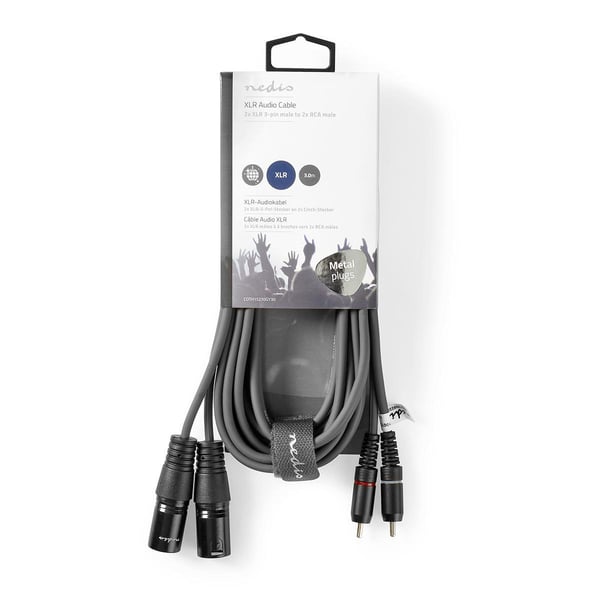 Nedis COTH15210GY30 ljudkabel 3 m 2 x XLR (3-pin) 2 x RCA Grå