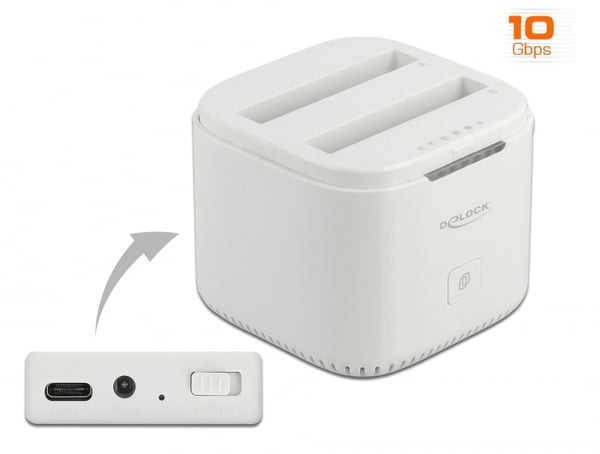 DeLOCK 63084 Dockningsstation för lagringsenhet USB 3.2 Gen 2 (3.1 Gen 2) Type-C Vit DeLOCK 63084 Dockningsstation för lagringsenhet USB 3.2 Gen 2 (3.1 Gen 2) Type-C Vit