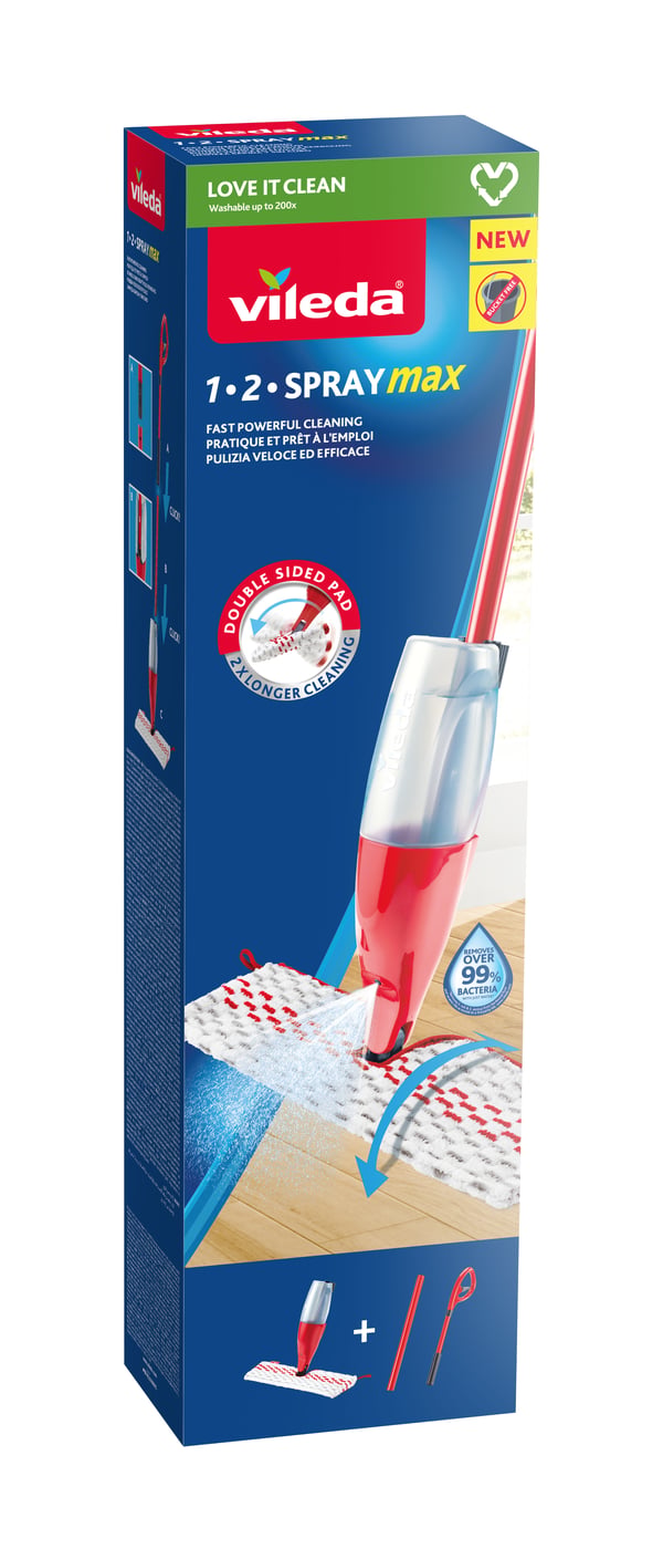 Miniatyrbillede 6 af 9: Vileda 1.2 Spray Max rengøringsmoppe Mikrofiber, Plast Tør&våd Rød, Hvid