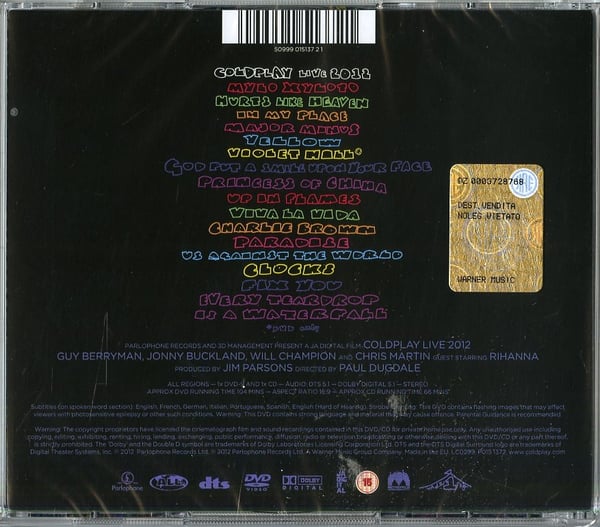 Warner Music Live 2012 DVD/CD Vaihtoehtorock Coldplay
