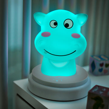 Alecto silly hippo natlys til baby Fritstående Blå LED