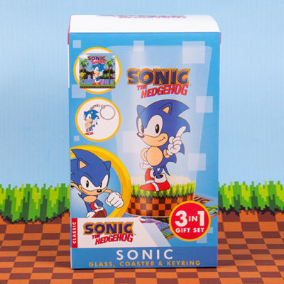 Pikkukuva 3 / 4: Fizz Creations Sonic Glass, Coaster & Keyring Set Läpinäkyvä 1 kpl