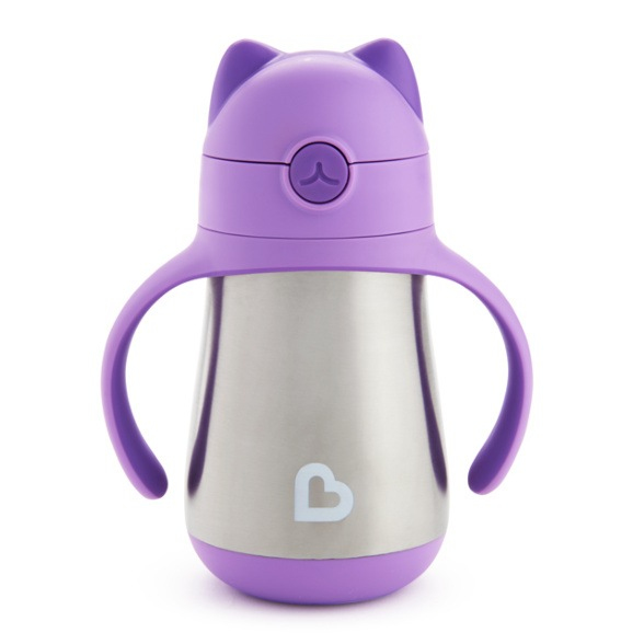 Munchkin Cool Cat Stainless Steel Straw kuppi Ruostumaton teräs, Violetti Universaali 1 kpl Munchkin Cool Cat Stainless Steel Straw kuppi Ruostumaton teräs, Violetti Universaali 1 kpl