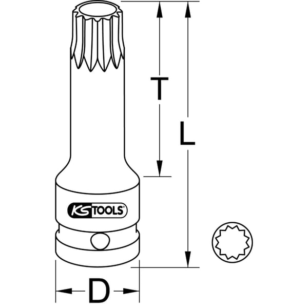 Miniatyrbillede 2 af 2: KS Tools 911.0952 impakt kontakt Krafttop Sort