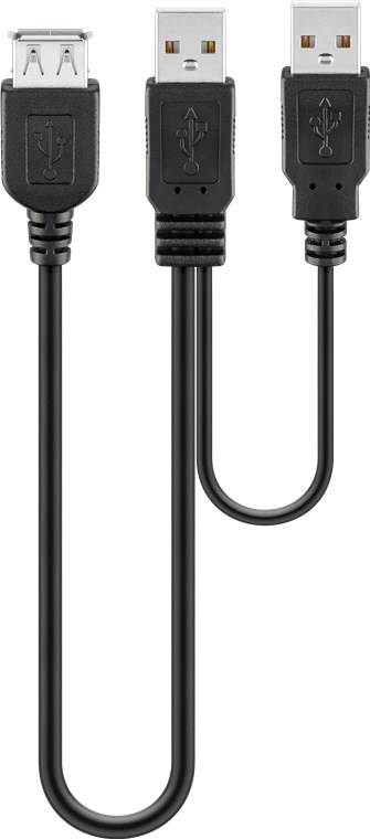 Deltaco 93353 USB-kabel USB 2.0 0,3 m USB A 2 x USB A 0,48 Gbit/sek. Sort