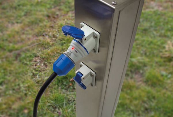 as-Schwabe 61407 förlängningssladdar 10 m 1 AC-utgångar Utomhus Svart, Blå