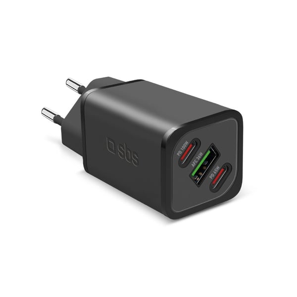 Miniatyrbillede 1 af 2: SBS TETRGANUSB2CPD100W oplader til mobil enhed Universel Sort Vekselstrøm Hurtig opladning Indendørs
