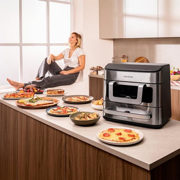 Cecotec Cecofry FoodCourt 18000 4Pizza Enkelt 18 L Enkeltstående 2700 W Varmluftsteger Sølv