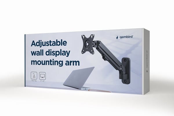 Pikkukuva 1 / 3: Gembird MA-WA1-01 monitorin kiinnike ja jalusta 68,6 cm (27") Seinä Musta