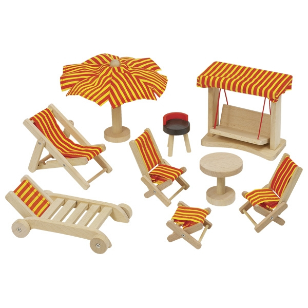 Goki Garden furniture Trädgårdsset till dockskåp