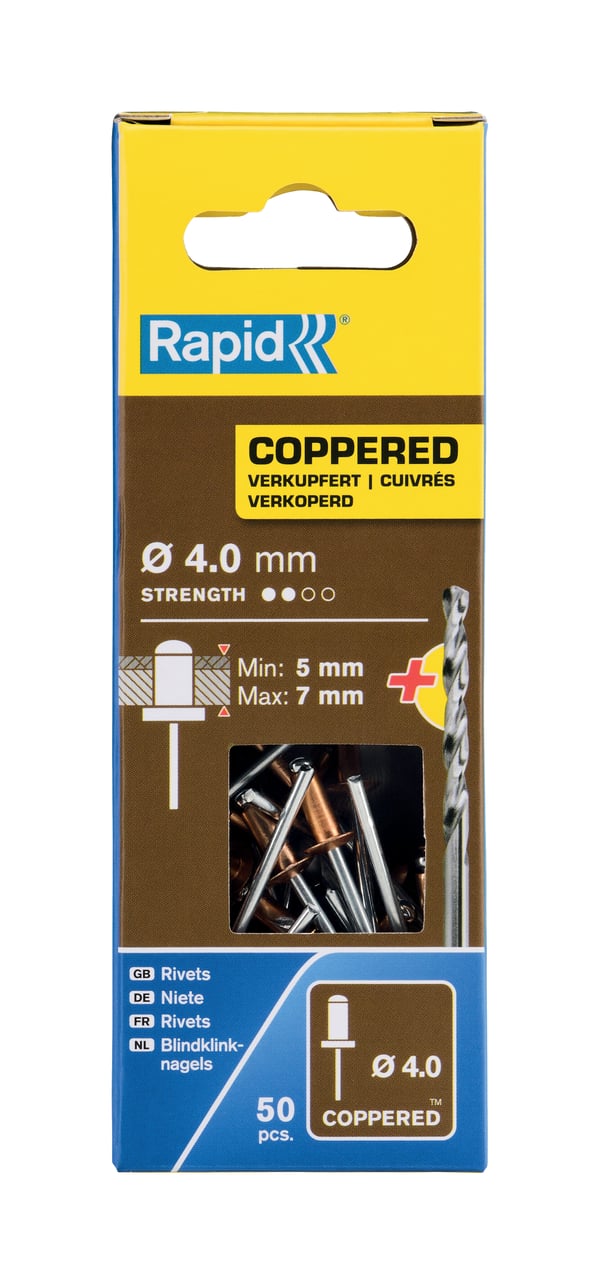 Miniatyrbild 4 av 4: Rapid Förkopprad blindnit Ø4,0 x 10 mm