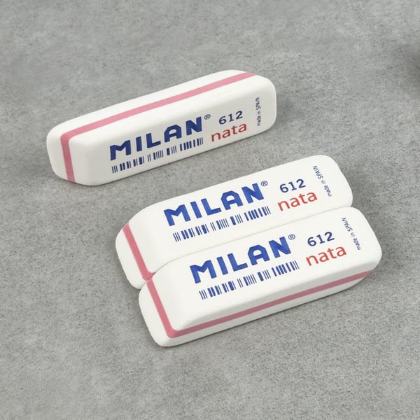 Milan CPM612 pyyhekumi Muovi Valkoinen 12 kpl