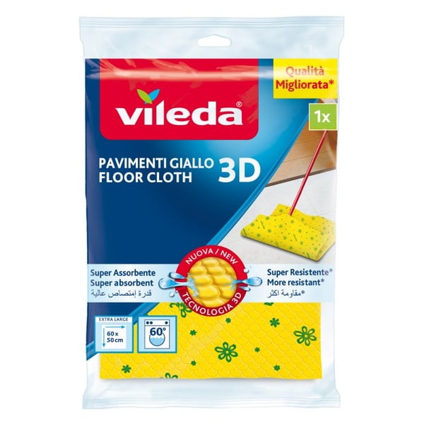 Vileda 4003790000126 puhdistusliina Polyesteri, Polypropeeni (PP), Viskoosi Keltainen 1 kpl