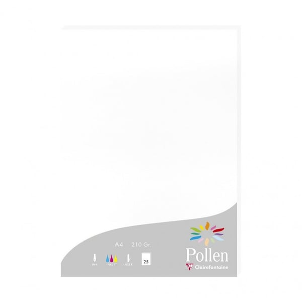 Clairefontaine Pollen printpapir A4 (210x297 mm) 25 ark Hvid
