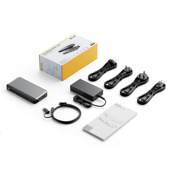 ALOGIC DUPRDX2-100 kannettavien tietokoneiden telakka ja porttitoistin Langallinen USB 3.2 Gen 1 (3.1 Gen 1) Type-C Musta, Harmaa