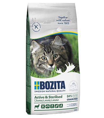 Bozita Active & Sterilised-Grain free Lamb torrfoder till katt 2 kg Vuxen Lamm