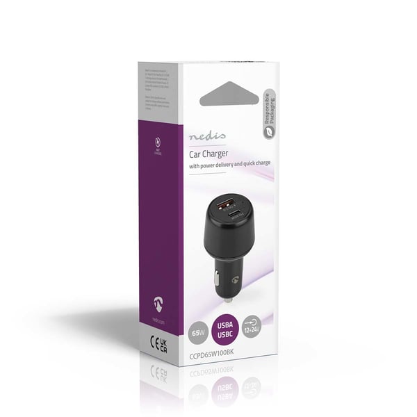 Nedis Car Charger Älypuhelin Musta Tupakansytytin Pikalataus Auto