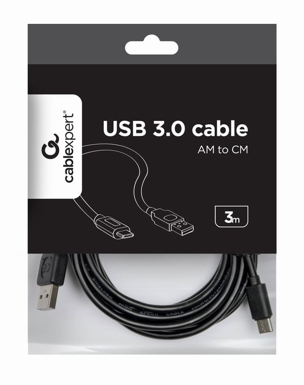 Gembird CCP-USB2-AMCM-10 USB-kabel USB 2.0 3 m USB A USB C 0,48 Gbit/sek. Sort