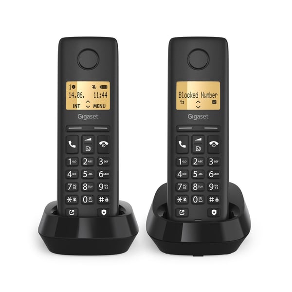 Gigaset BASIC 100 DUO Analoginen/DECT-puhelin Soittajan tunnistus Musta