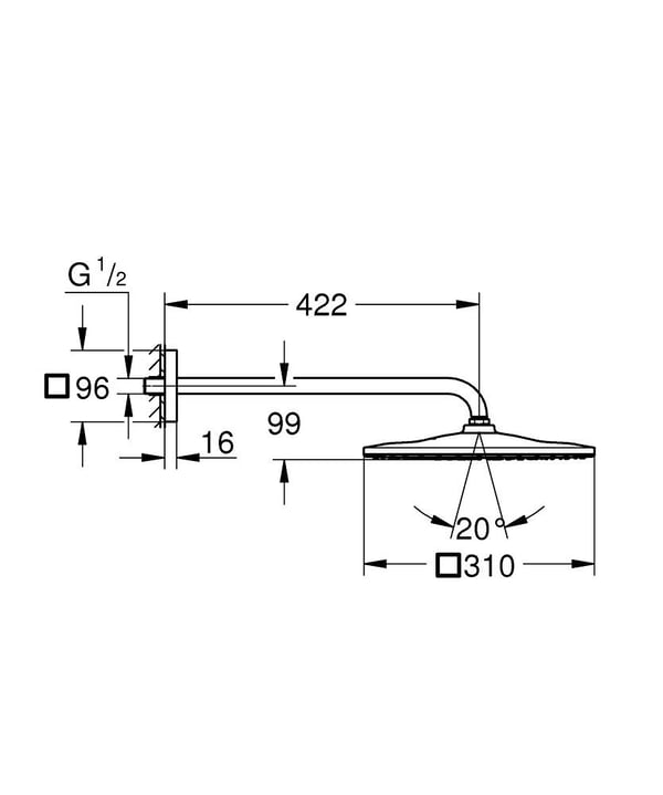GROHE Rainshower Mono 310 Cube Stål