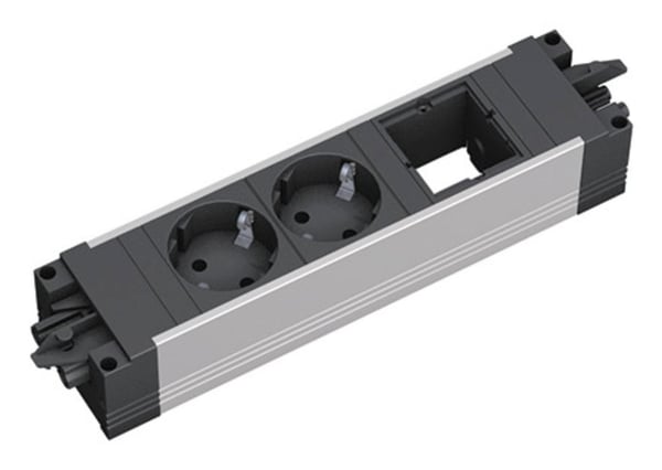 Bachmann 906.09528 stikdåse 2 AC stikkontakt(er) Indendørs Anthracit, Sølv