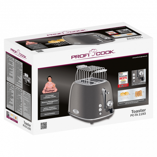 Miniatyrbillede 5 af 5: ProfiCook PC-TA 1193 2 skive(r) 815 W Anthracit, Rustfrit stål