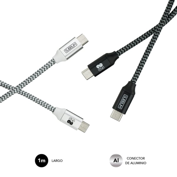 SUBBLIM PACK 2 CABLES USB TIPO USB-C A USB-C 1 M BLACK/SILVER USB-kabel
