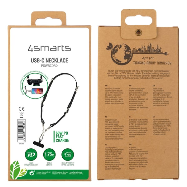 4smarts 541386 USB-kabel 1,75 m USB C 0,48 Gbit/sek. 60 W Sort