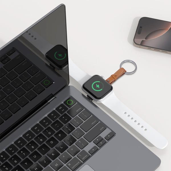 4smarts 541476 oplader til mobil enhed SmartWatch Brun, Sølv, Hvid USB Trådløs opladning Indendørs, Udendørs