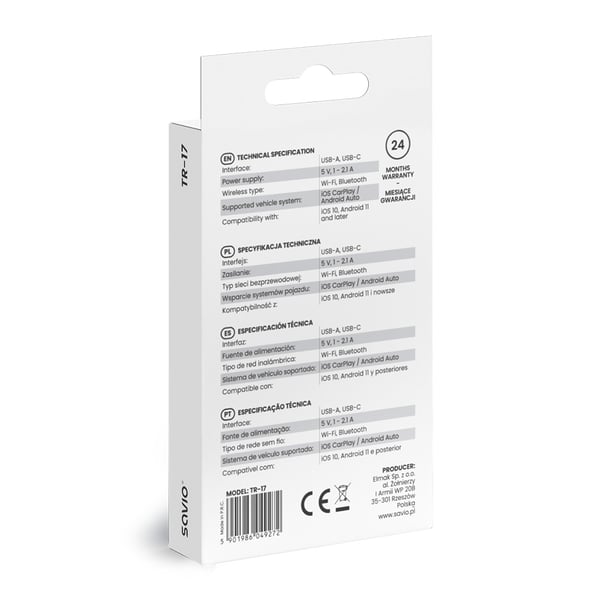 Savio TR-17 trådløs lydsender USB 10 m Sort