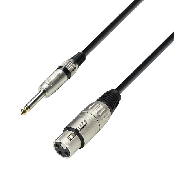 adam hall K3 MFP 1000 audiokaapeli 10 m XLR (3-pin) 6.35mm TRS Musta, Hopea