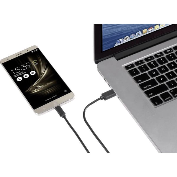 Miniatyrbild 2 av 2: Renkforce RF-4536470 USB-kablar USB 3.2 Gen 1 (3.1 Gen 1) 0,15 m USB A USB C 15 W Svart