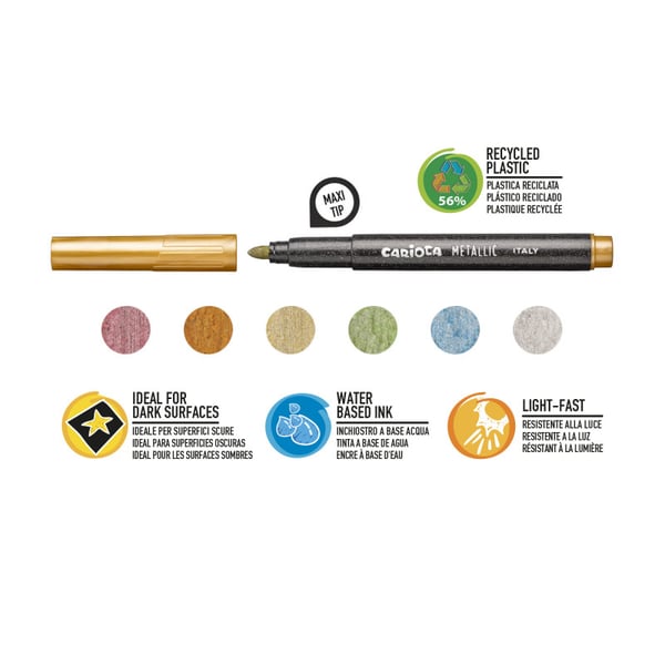 Miniatyrbild 2 av 3: Carioca 43161 stiftpennor Metallisk, Multifärg 6 styck